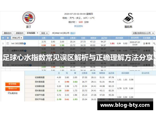 足球心水指数常见误区解析与正确理解方法分享